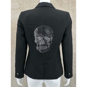 Hipchik Couture Jacket‎ Womens 4 Black Skull Embellished Blazer Corporate Goth
